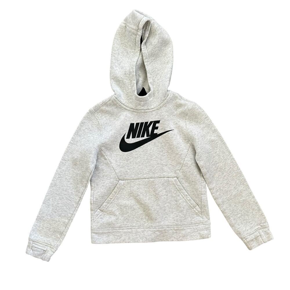 Nike Sportswear Club Fleece Pullover Hoodie Sweatshirt Kid's XS Light Gray
